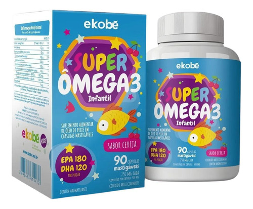 Super Ômega 3 Infantil Cápsulas Mastigáveis Cereja - Ekobé