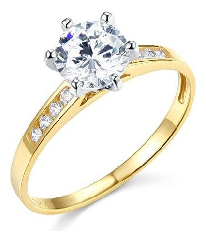 Anillo De Compromiso De Bodas De Oro Amarillo Twjc De 14 K,