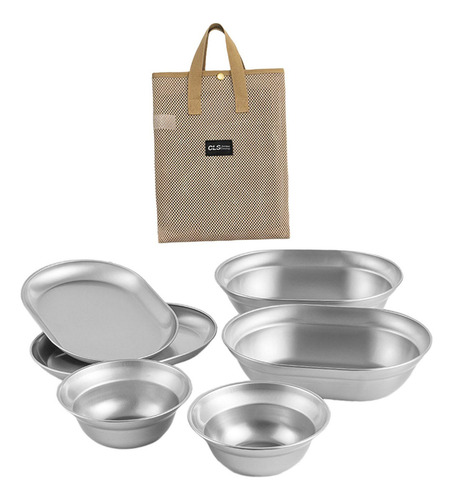 B Juego De Platos Y Tazones De Acero Inoxidable, Utensilios