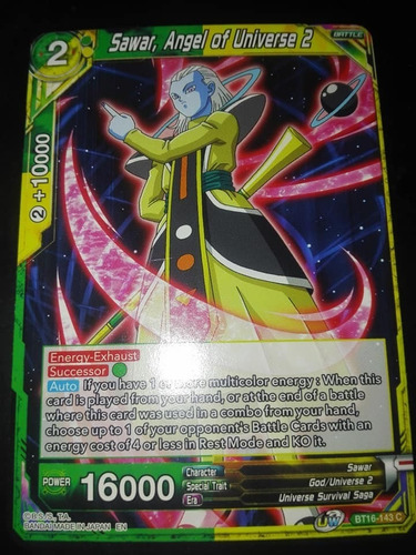 Sawar, Angel Of Universe 2 Carta Dragon Ball Tcg