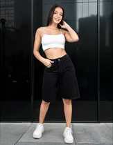 Comprar Pack X3 Bermudas Jeans Rígido Color Negro Para Mujer