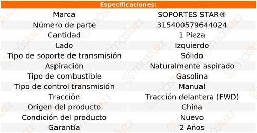 1 Soporte Para Transmisión Izquierdo Lancer 2.0l 4 Cil 08/15
