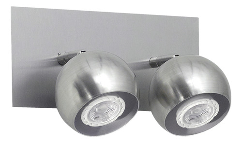Aplique 2 Luces Esfera Dicroico Gu10 Acero Semimate Apto Led Acero Semimate
