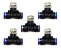 Comprar 5pz Racor Rápido Neumático En Tee 1\u002F2 Npt Macho X 1\u002F2 Mang.