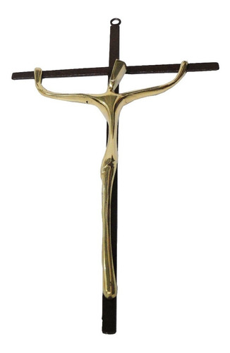 Crucifixo Parede Estilizado Bronze E Ferro 43 Cm Fé Jesus