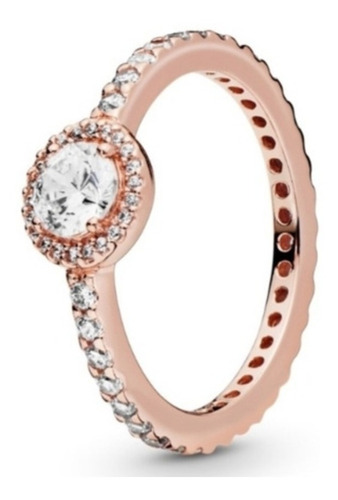 Anillo Rose Gold Con Halo Y Pavé Talla 5