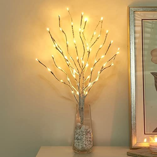 Vanthylit 3pk 30' Lighted Birch Twig Ramas Con 60 Led Zkrpg