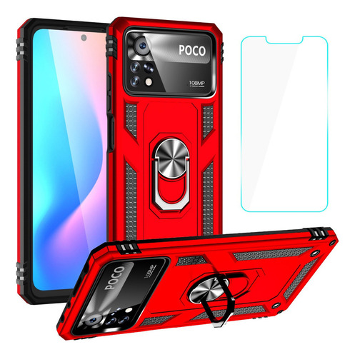 Funda Para Xiaomi Poco X4 Pro 5g Kickstand+ Cristal Templado