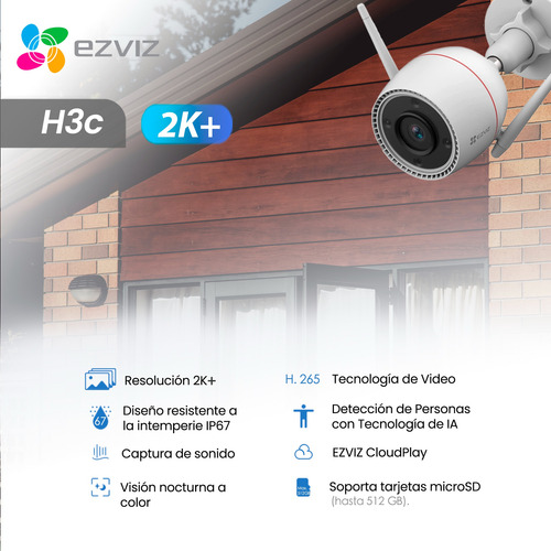 Cámara Seguridad Ezviz Ip Wifi Exterior Fullcolor 4mp + 32gb