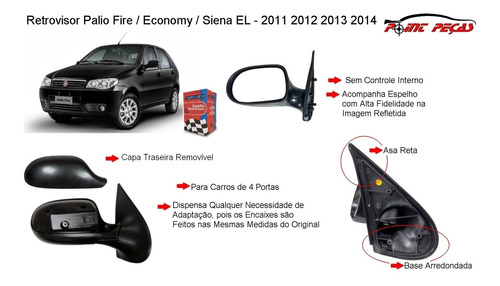 Retrovisor Palio Fire Siena El Economy 2011 12 13 14 15 S/c
