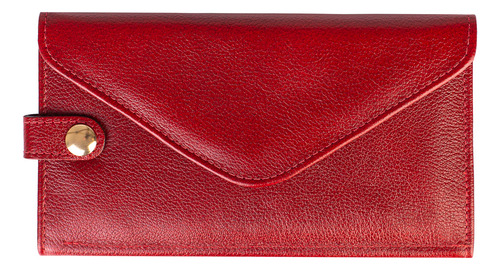 Carteira Feminina De Couro Liso Clara Cor Vermelho