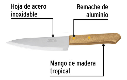 Cuchillo Acero Inoxidable 6'' Mango De Madera Pretul