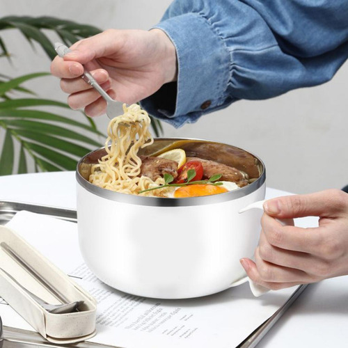 Cuenco De Ramen De Acero Inoxidable Con Tapa De 1300 Ml Para
