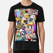 Comprar Remera Collage De Personajes De Dibujos Animados Algodon Pre