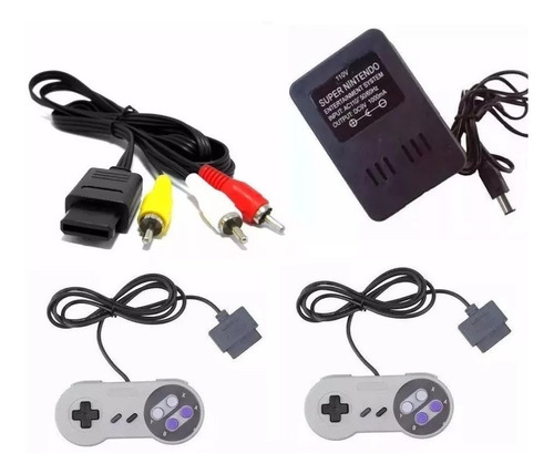 Kit Completo 2 Controle, Fonte, Cabo Av Super Nintendo Snes 