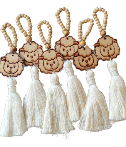 6 Colgantes Borreguito Abundancia Adorno Navidad Macrame