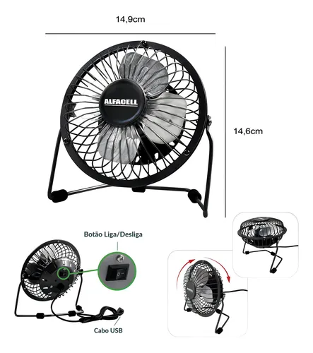 Mini Ventilador De Mesa Not Articulavel Usb 8 Polegadas Top