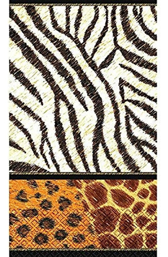 Amscan 53467 Animal Prints Guest Towels Negro  Marrón; 4 12 