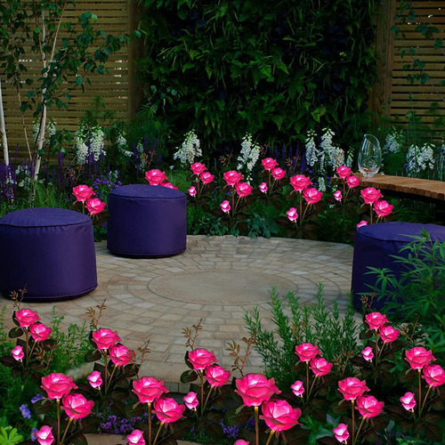 2pcs Luces Solares Jardín Luces Solares Flores Al Aire Libre