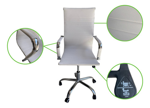 Silla Oficina Ejecutiva Blanca Reclinable Ergonómica 