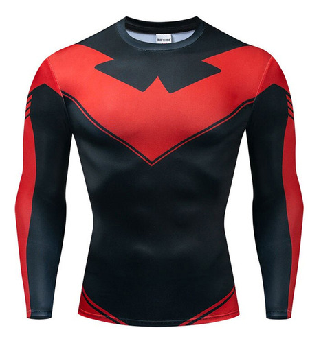 Playeras Licra Deportiva Nightwing Red Superman Fitness