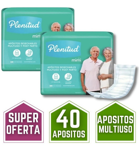 Aposito Plenitud Mimi Incontinencia 2 Paquetes 40 Un Oferta 