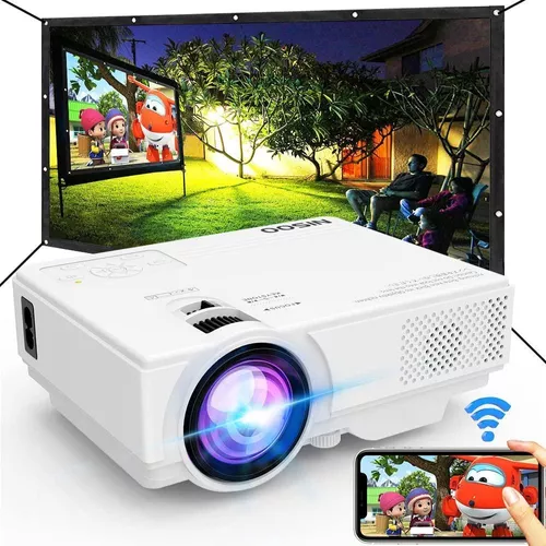 Mini proyector con pantalla de 100 pulgadas, proyector portátil nativo 720P  1080P compatible con proyector de películas al aire libre 7500Lux