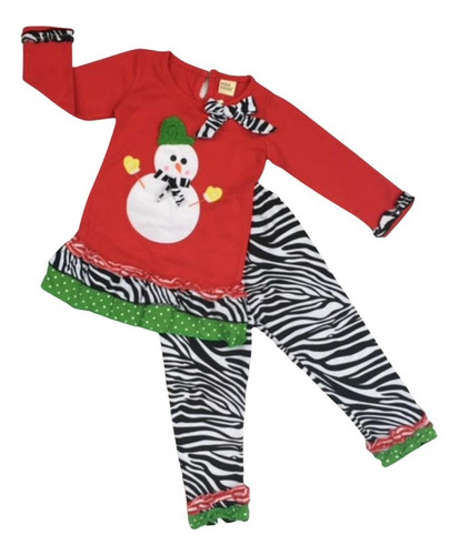 Conjunto Disfraz Pijama Navidad De Niñas Muñeco De Nieve