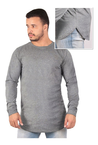 Imagem 4 de 4 de Kit 3 Camisas Blusas Camiseta Manga Longa Blusa De Frio Long