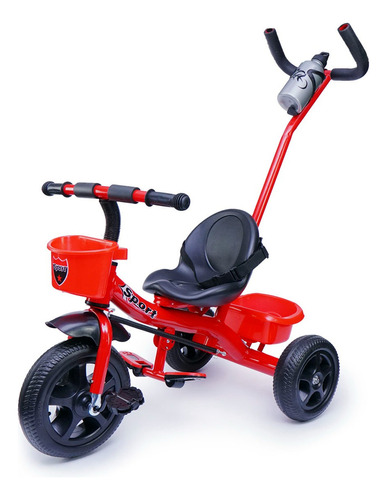 Triciclo Infantil Passeio Pedal 2 Em 1 Cesto Mega Compras Cor Vermelho MC921