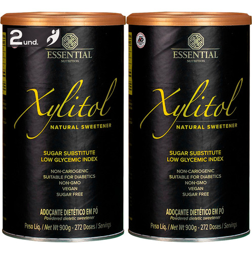 Kit 2x: Xylitol Adoçante Natural Essential Nutrition 900g