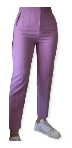 Pantalon Con Pinzas De Vestir Elegante Cintura Alta Leggin