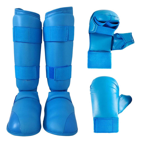 Equipo De De Karate, Guantes De Boxeo, Espinilleras, Azul S