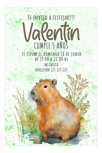 Carpincho Tarjeta Invitación Digital Imprimible Whatsapp