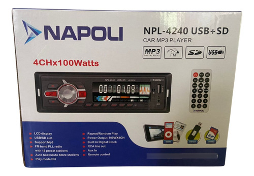 Rádio Player Automotivo Napoli Npl-4240 Sd/usb /mp3/fm