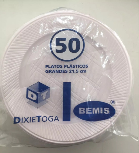 Platos Grandes Descartables Bemis Plásticos Blancos X50uni