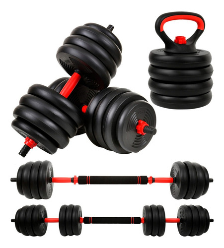 Kit Halteres 6 Em 1 Musculação Até 40kg Ajustável Preto