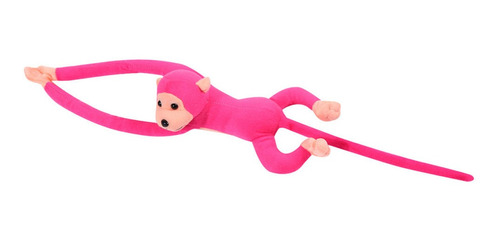Macaco Pelúcia Pendurar Calda 60cm Braços Longo Rosa Criança