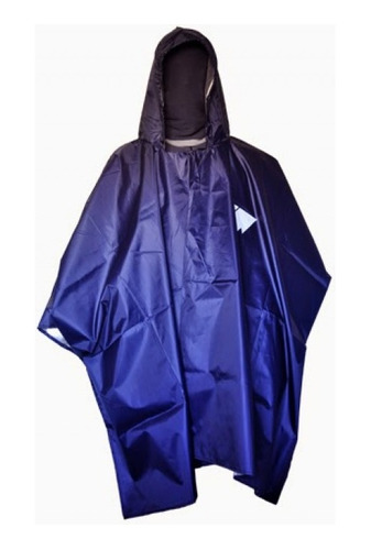 Poncho Impermeable 0.35mm Azul Talla Standar Con Gorro