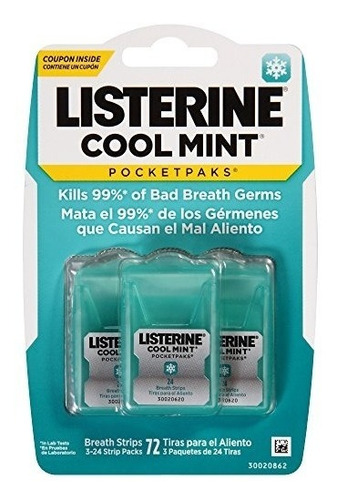 Pack De 4 Listerine Pocketpaks Aliento Tiras De Menta