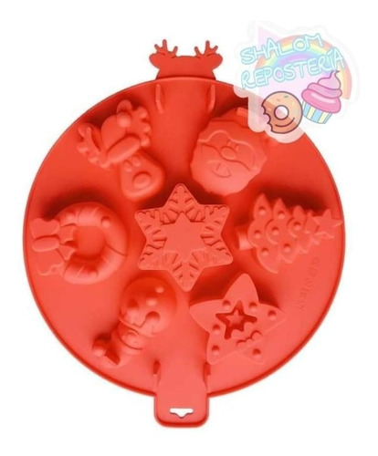 * Molde Silicon 7 Figuras Navidad Fondant Choco Resina Jabon