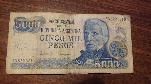 Billete De 5.000 Pesos Serie B En Buen Estado Coleccionable