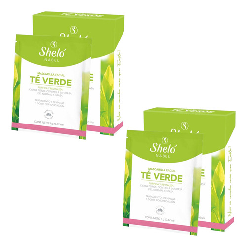 Mascarilla Facial Te Verde Shelo Nabel® 4 Sobres 5grs.c/u 2p