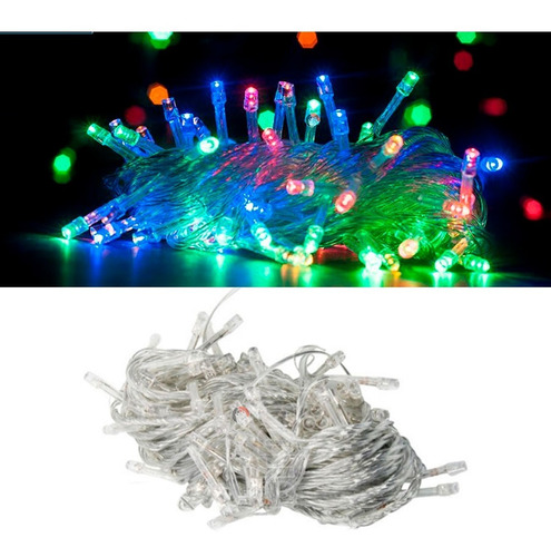 Instalación Navidad 100 Leds Cable Transparente Luces Led