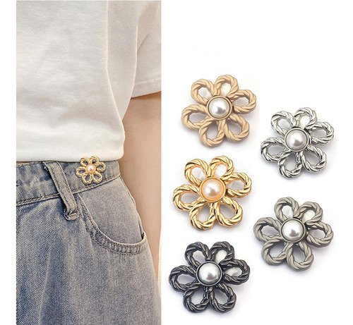 . Jeans Botón Pin Jeans Ajustador De Cintura Botón De Flor