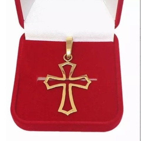 Cordão Masculino Com Pingente Cruz Ouro 18k 750 Crucifixo