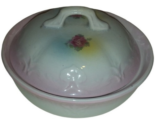 Antigua Caramelera Dulcera  Porcelana Bellas Flores 