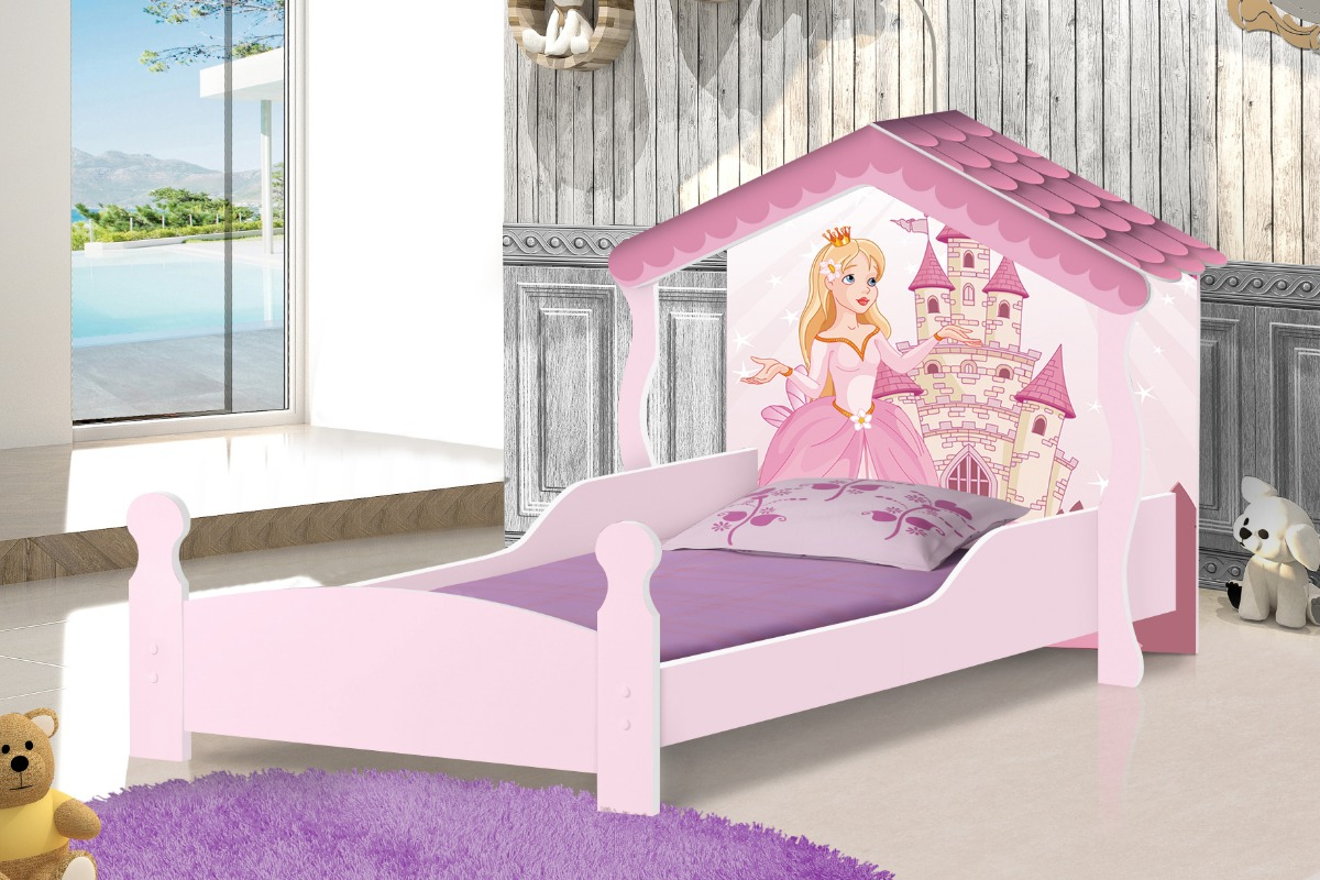 Cama Casa Princesa - 1 Plaza Estilo Montessori - Infantil Color Rosa