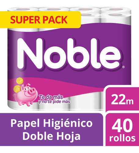 Papel Higiénico Noble Doble Hoja 40 Un 22 Mt