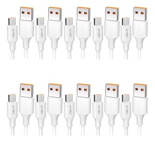 Paquete 10 Cable V8 Micro Usb Datos Carga Rápida 2.4a U-volt